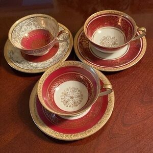 8 teacups / 8 saucers MEITO IVORY‎ CHINA SET HAND PAINTED MADE IN JAPAN